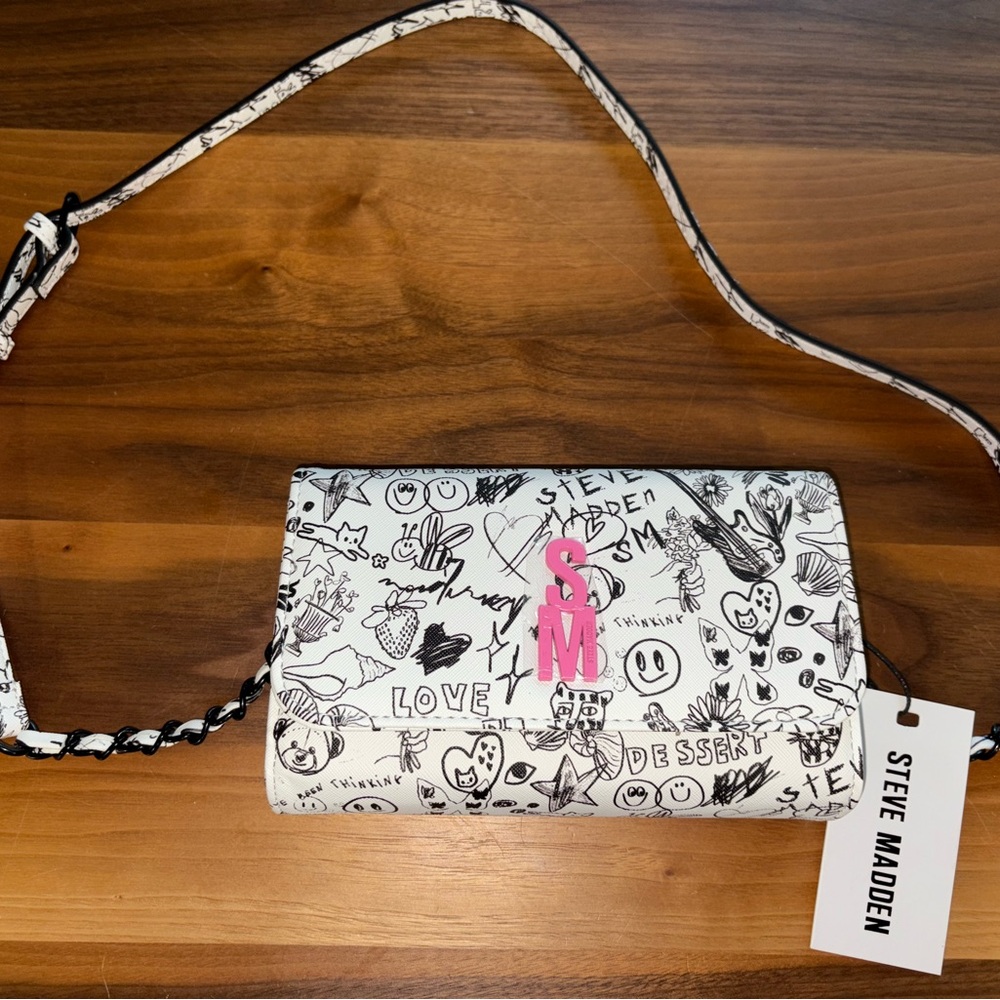Steve Madden White and Pink Crossbody Bag